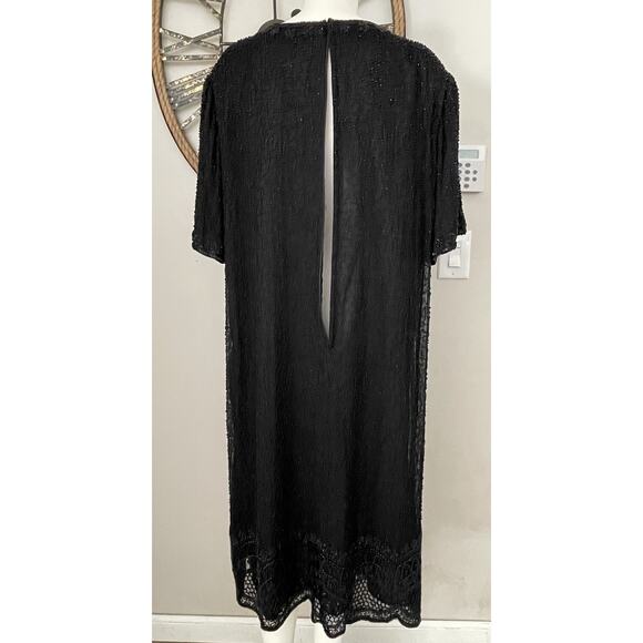 Scala Silk Dress XXL Cocktail Sequins Heavy Beading Formal Evening Sheer Vintage - Picture 14 of 14